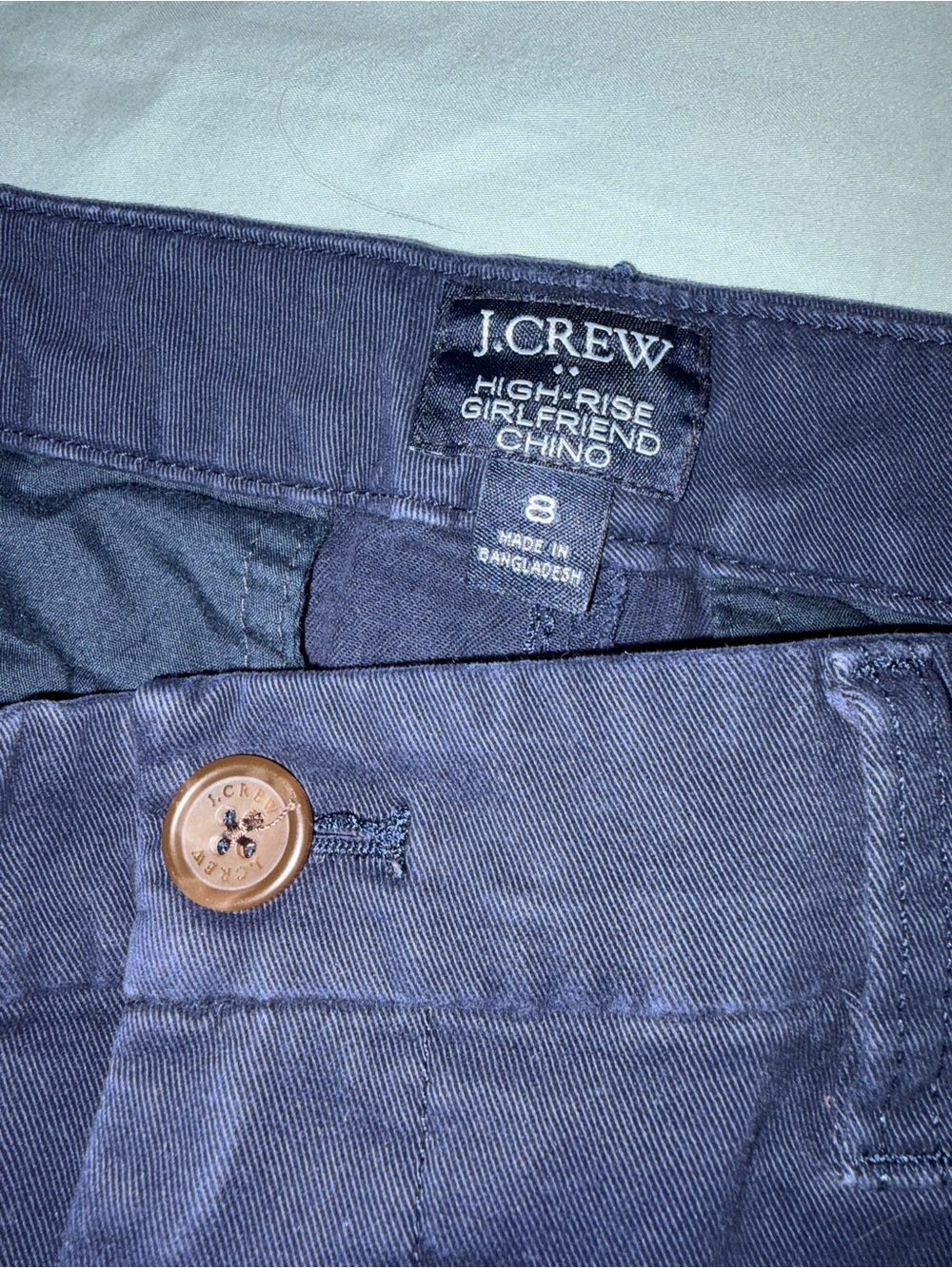 J. Crew High-Rise Girlfriend Chino Pants in Navy